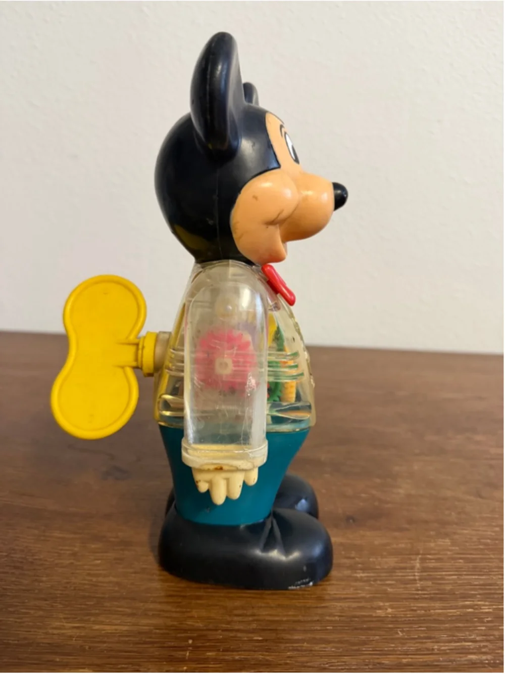 Vintage 1978 Gabriel Disney Mickey Mouse Wind Up Toy Clear Gear Body WORKS Missi
